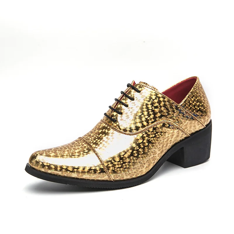 

Формальные деловые кожаные туфли для мужчин, туфли-оксфорды на высоком каблуке, мужские офисные свадебные кожаные туфли для жениха, увеличивающие рост
