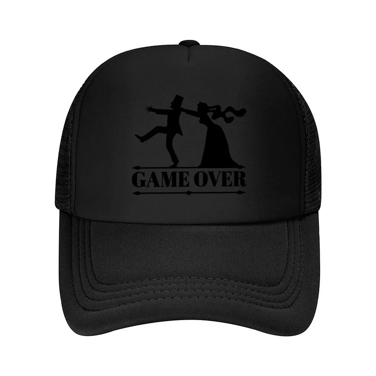 Game Over Bride Groom Wedding Silhouette Design Mesh Baseball Cap Hip Hop