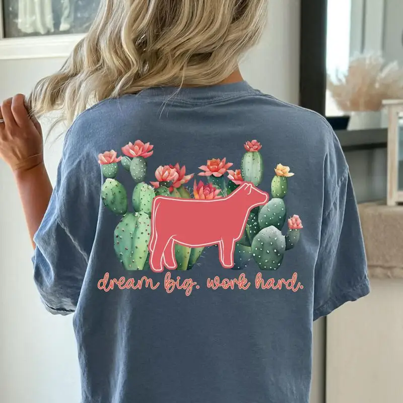 

Cactus Heifer T Shirt Spring Stock Show Cute Cattle Rancher For Mom Girl Youth