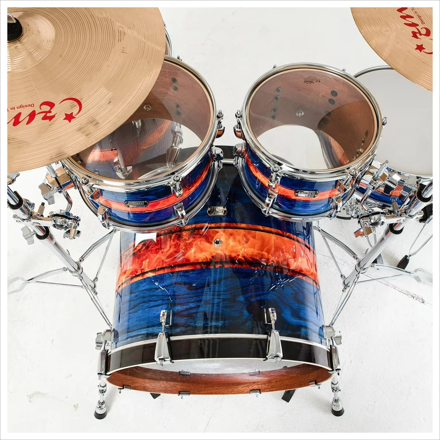 PVC Wrapped Mahogany Wood Shell 5 Pieces Acoustic Drum Set for Beginners and Drummers