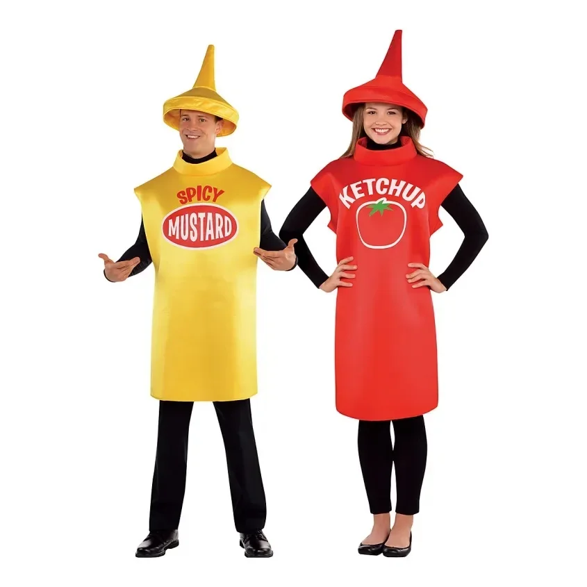 

2024 Ketchup and Mustard Couple Costumes Adult Funny Food Halloween Costume