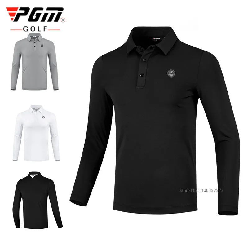 Pgm Men Autumn Long-Sleeved POLO Shirts Male High-Quality Casual Sports Tops Men Versatile Fit Business T-Shirts M-XXL