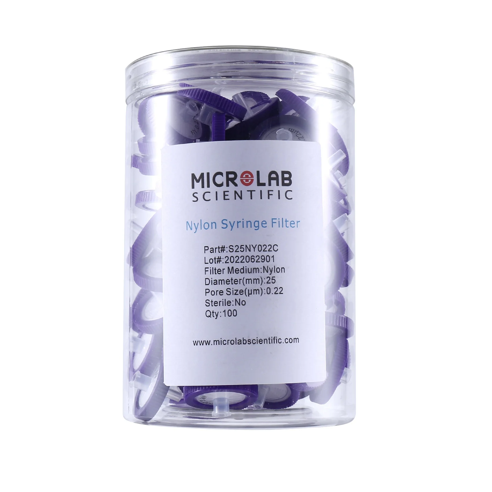 

100 Pack Syringe Filters Membrane - 25Mm Membrane Diameter,0.22Um Pore Size Nylon Purple