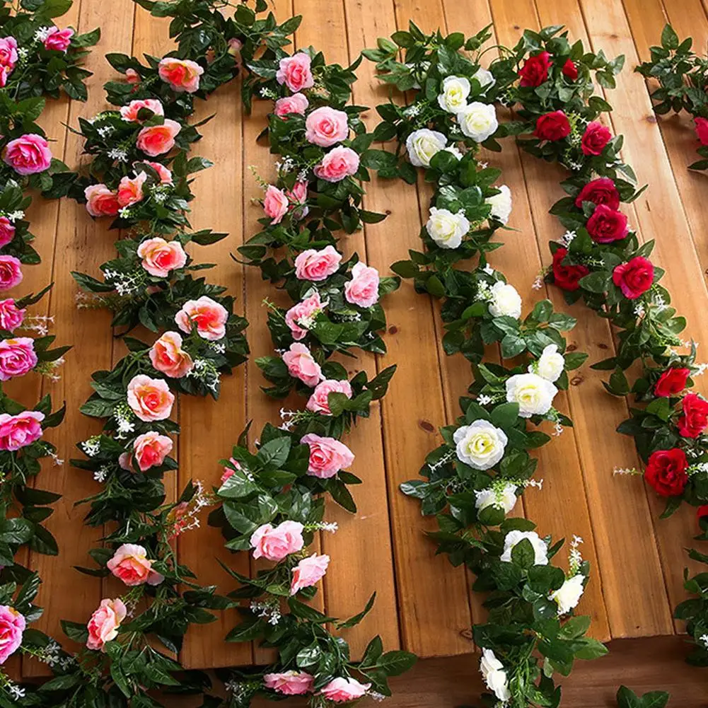 230cm Artificial Flowers Plants Rose Christmas Garland for Wedding Home indoor Outdoor Wall Decoration Garden Diy Birthday Party