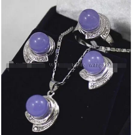 Hot selling Lavender Alexandrite Earrings & Ring & Necklace Pendant Set 18k GP style Fine Natural stone Noble Natural