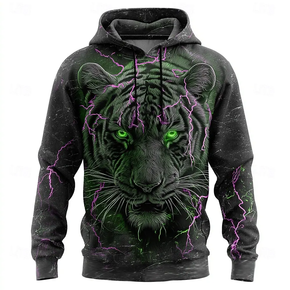 

Funny 3D Tiger Pattern Men's Hoodies Autumn and Winter New in Sweatshirts Fashion Comfortable Loose Pullover Street y2k Clothes