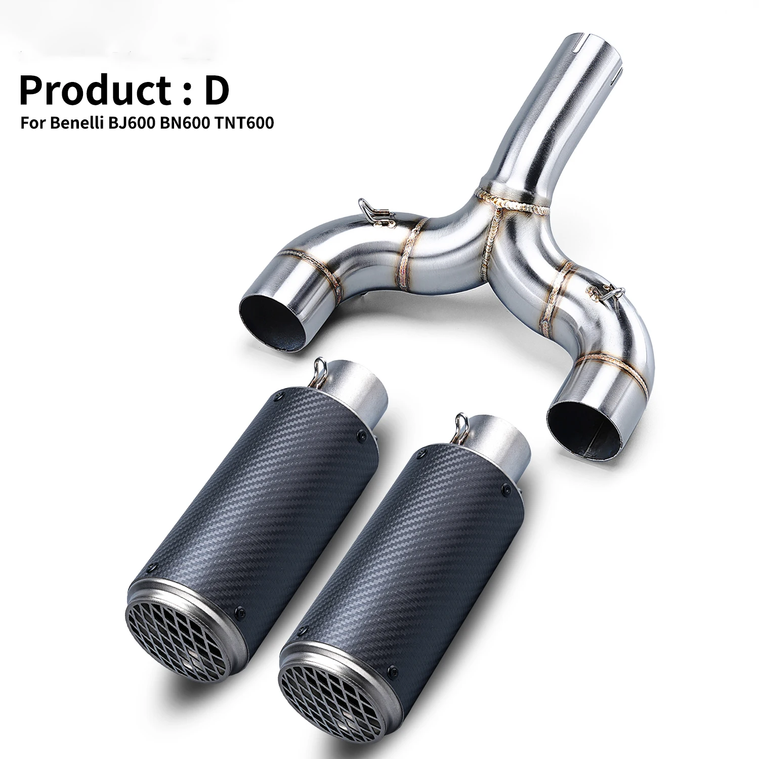 -Stainless Steel Motorcycle Exhaust Pipe For Benelli BN600 TNT600 Middle Pipe 17-18 Escape Moto Mid Connect Tube Fit 51mm Muffle