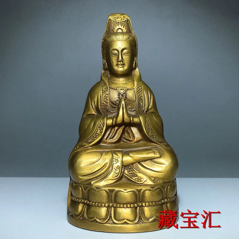 

Pure brass Nanhai Guanyin Bodhisattva Buddha ornaments home worship Guanyin statue desktop decoration nostalgic old goods