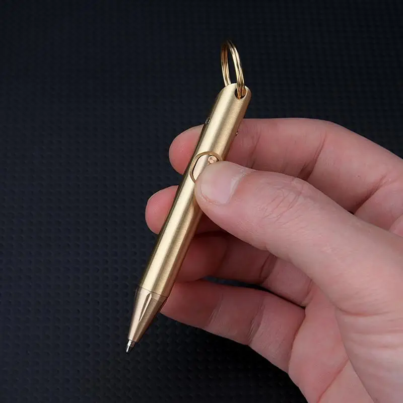 النحاس انقر القلم المحمولة قلم توقيع المهنية جيب النحاس قلم حبر جاف متعدد الوظائف الكتابة القلم المفاتيح للأعمال