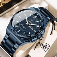 POEDAGAR, reloj de pulsera para hombre de negocios, acero inoxidable, resistente al agua, luminoso, informal, reloj para hombre, fecha, semana, relojes de cuarzo elegantes para hombre