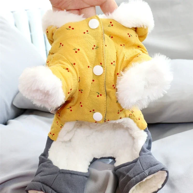 Winter Dog Outfit Thicken Warm Dog Clothes Jumpsuit Coat Jacket Puppy Overalls Yorkshire Pomeranian Poodle Bichon Costume