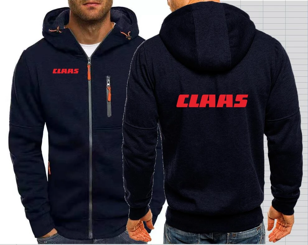 Claas-Hoodies masculinos com zíper, casacos de trator, casacos masculinos, moletom com capuz, outwear, streetwear