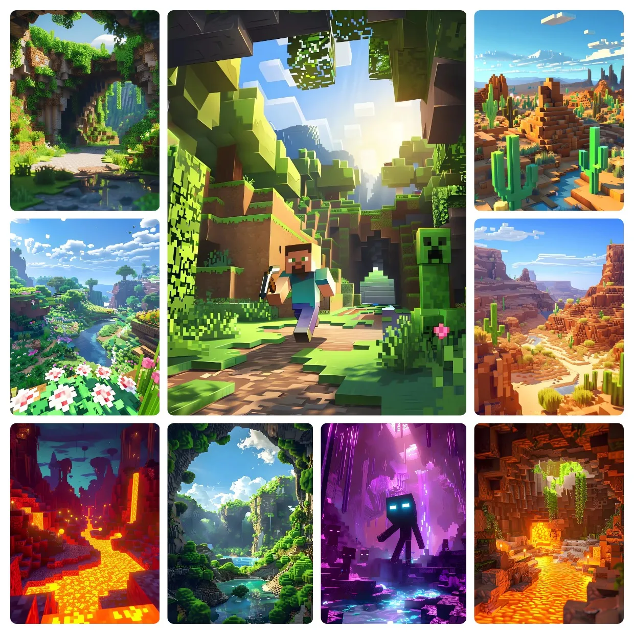 Video Game Block Pixel World Landscape Jigsaw Puzzles 500/1000/1200/2000PCS Handmade Art Exquisite Home Decor Gift No Frame
