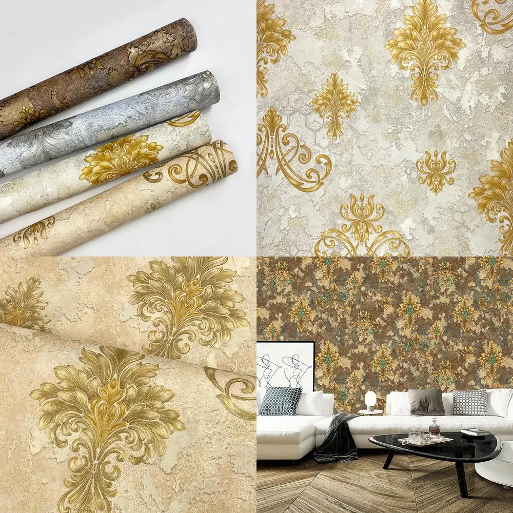 3D Embossed European Damascus Wallpaper for Living Room Dining Room Hotel Beauty Salon Luxury Background Wall Decor
