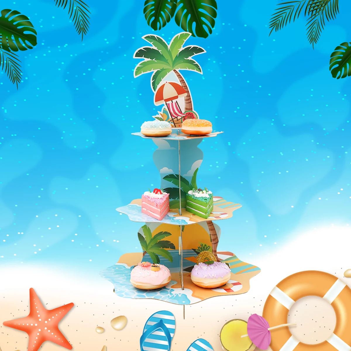 

Summer Beach Party Cupcake Stand Decorations Luau Hawaiian Party Dessert Stand Tower Beach Birthday Baby Shower Party Supplies