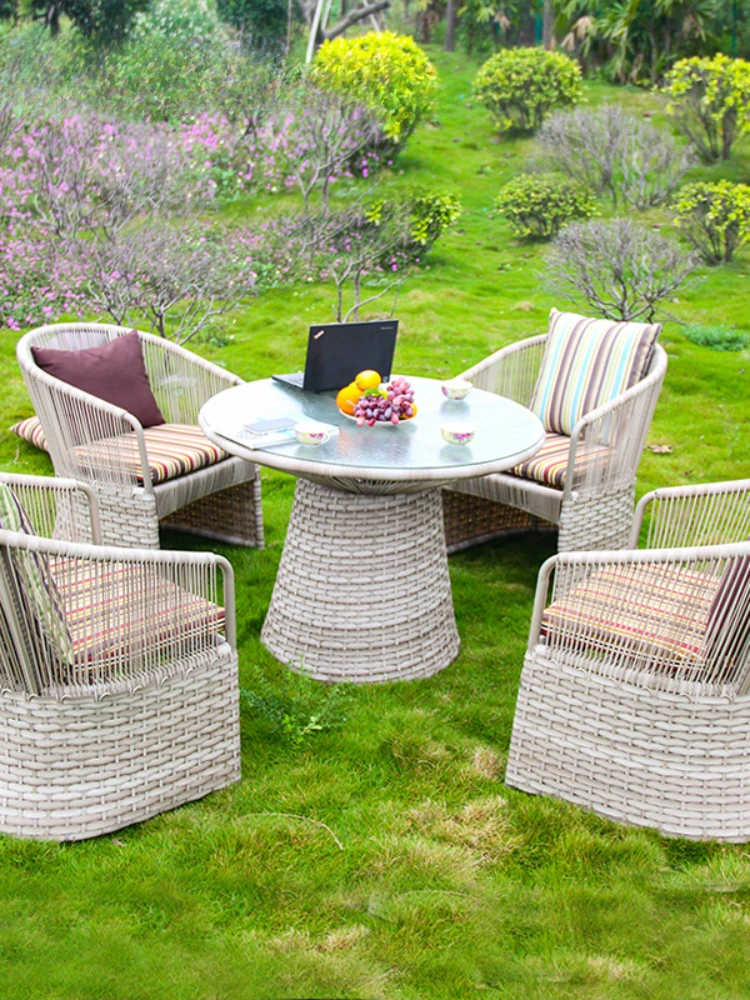 Outdoor Desk-Chair Sky City Designer Outdoor Recreational Furniture Courtyard Outdoor Balcony Rattan Table and Chair