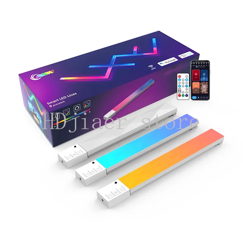 

6pcs 9pcs 12pcs DIY Smart Lights LED Wall Light APP Control WIFI RGB Night Light Bar for Gaming Room Decoration