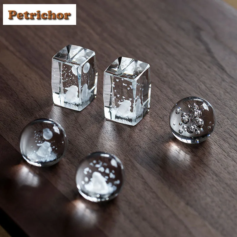 Crystal Glass Moon Watching Rabbit Teapot Cover Holder Boutique Cover Frame Lid Bracket Zisha Pot Lid Shelf Teaware Craft Gift