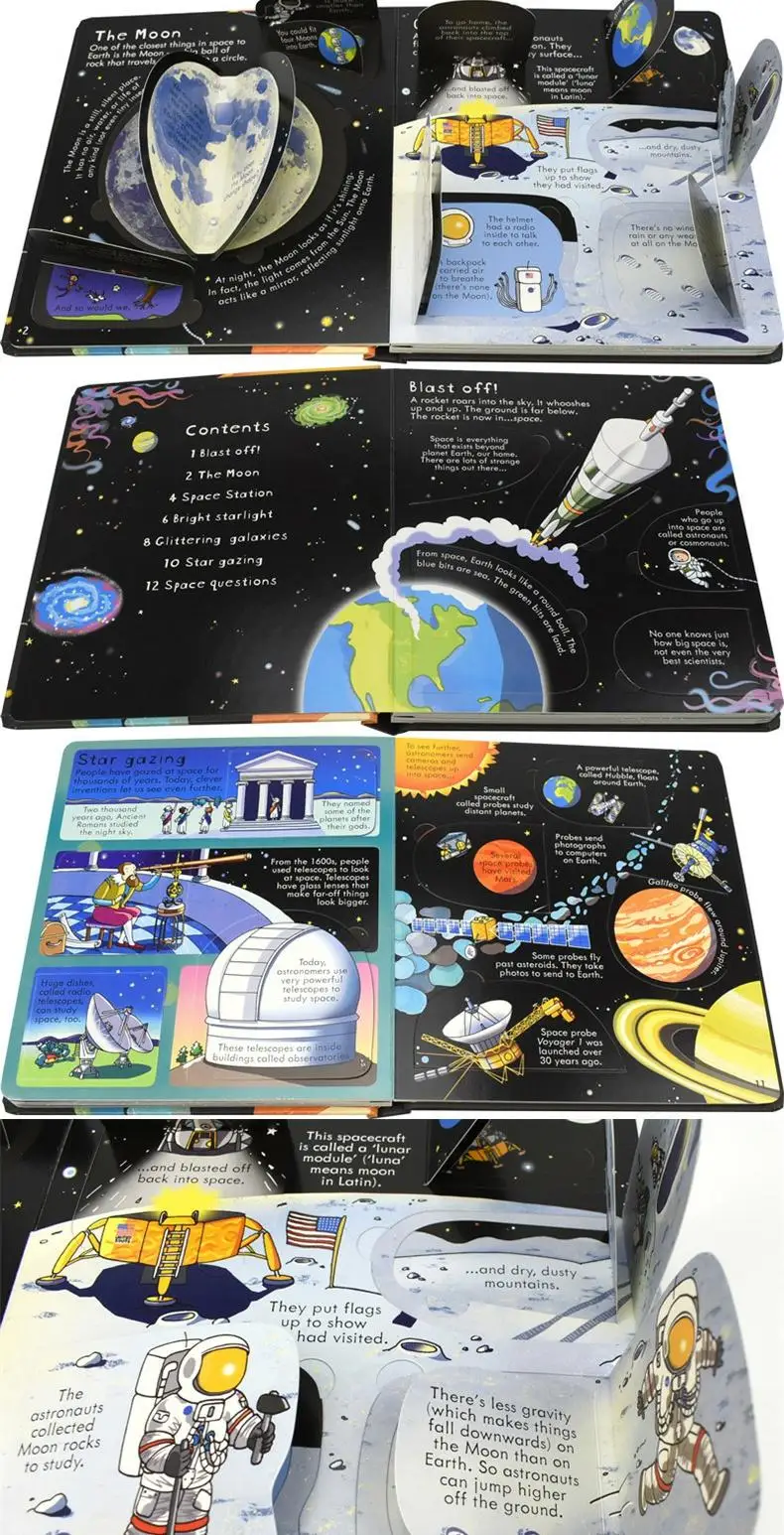 Usborne Look Inside Space, libri per bambini di età compresa tra 4 5 6 7, libri illustrati scientifici popolari inglesi, 9781409523383