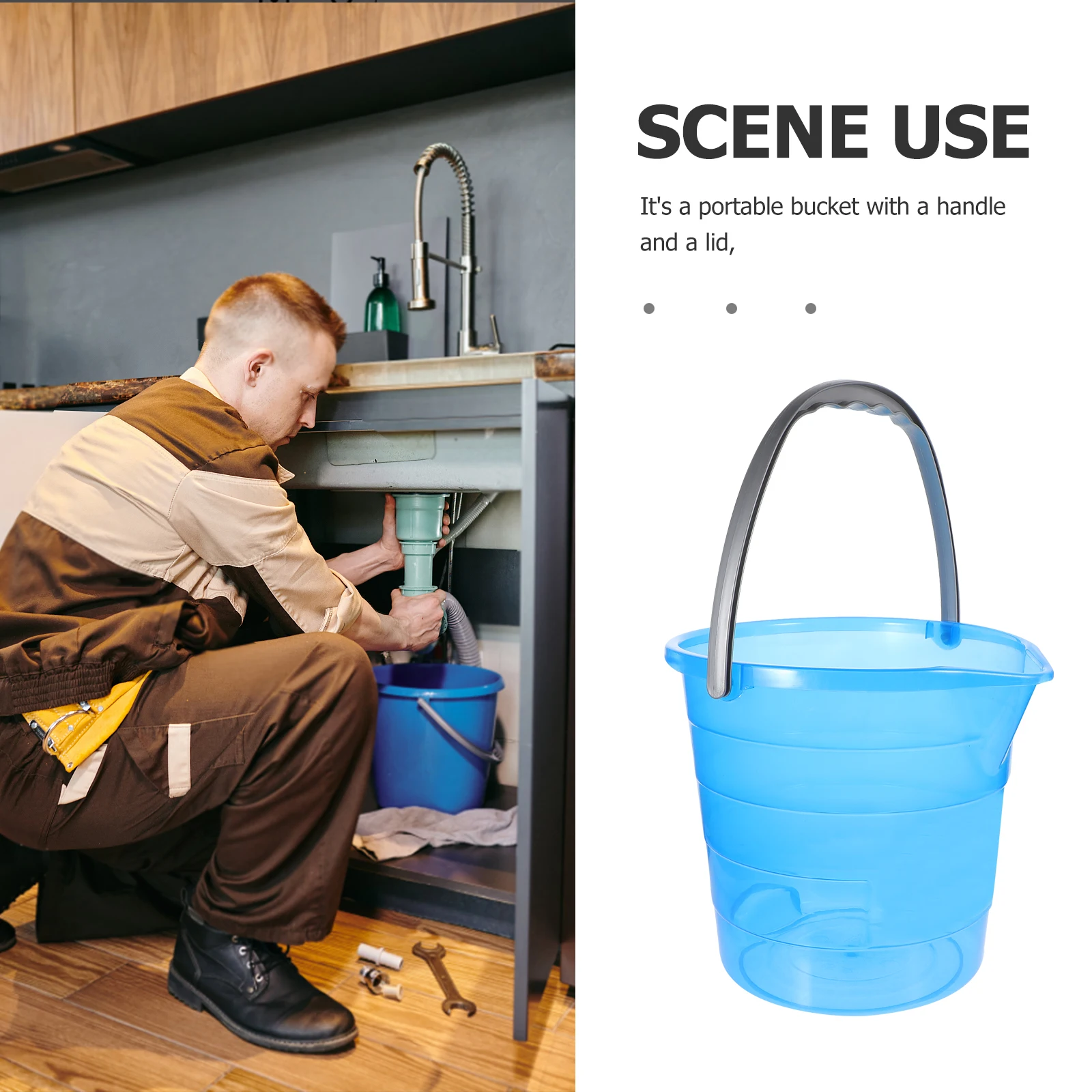 

12L Plastic Water Bucket Durable Transparent Storage Tank for Dormitory Home Kitchen Bathing Laundry Foot Soaking Portable Small