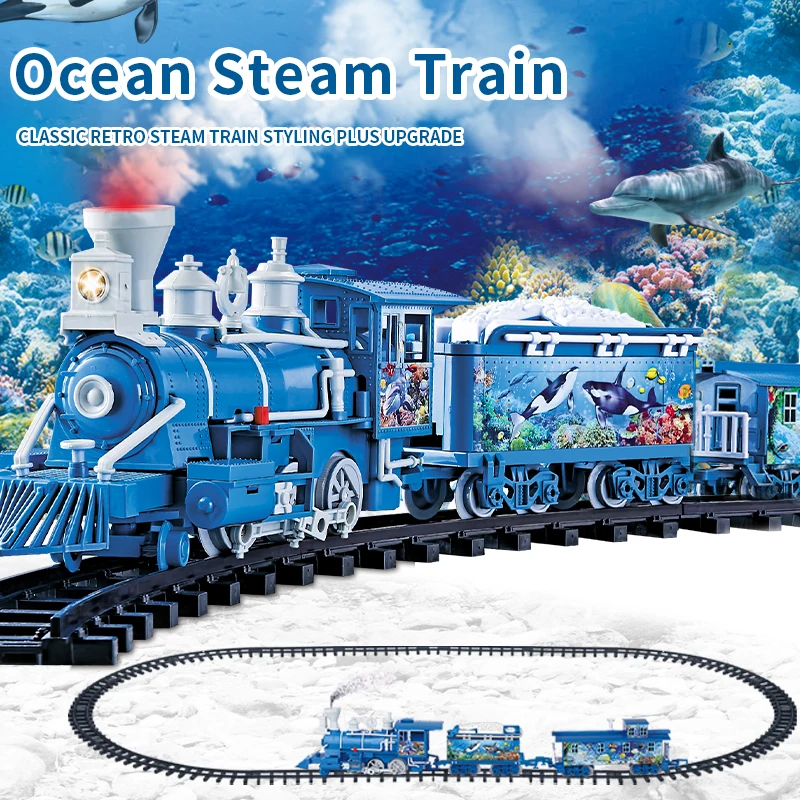 Simulated ocean steam train, classic retro steam train shape, double upgrade, parent-child interaction, warm companionship