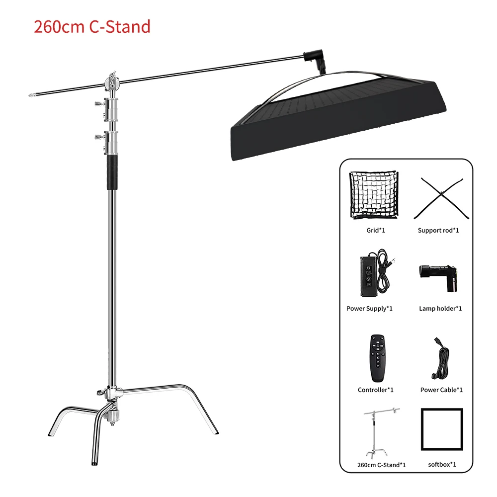 SH 63x63cm Photography Softbox With Honeycomb Comes With Light Panel Grid 3200-5600k Adjustable For Video Studio