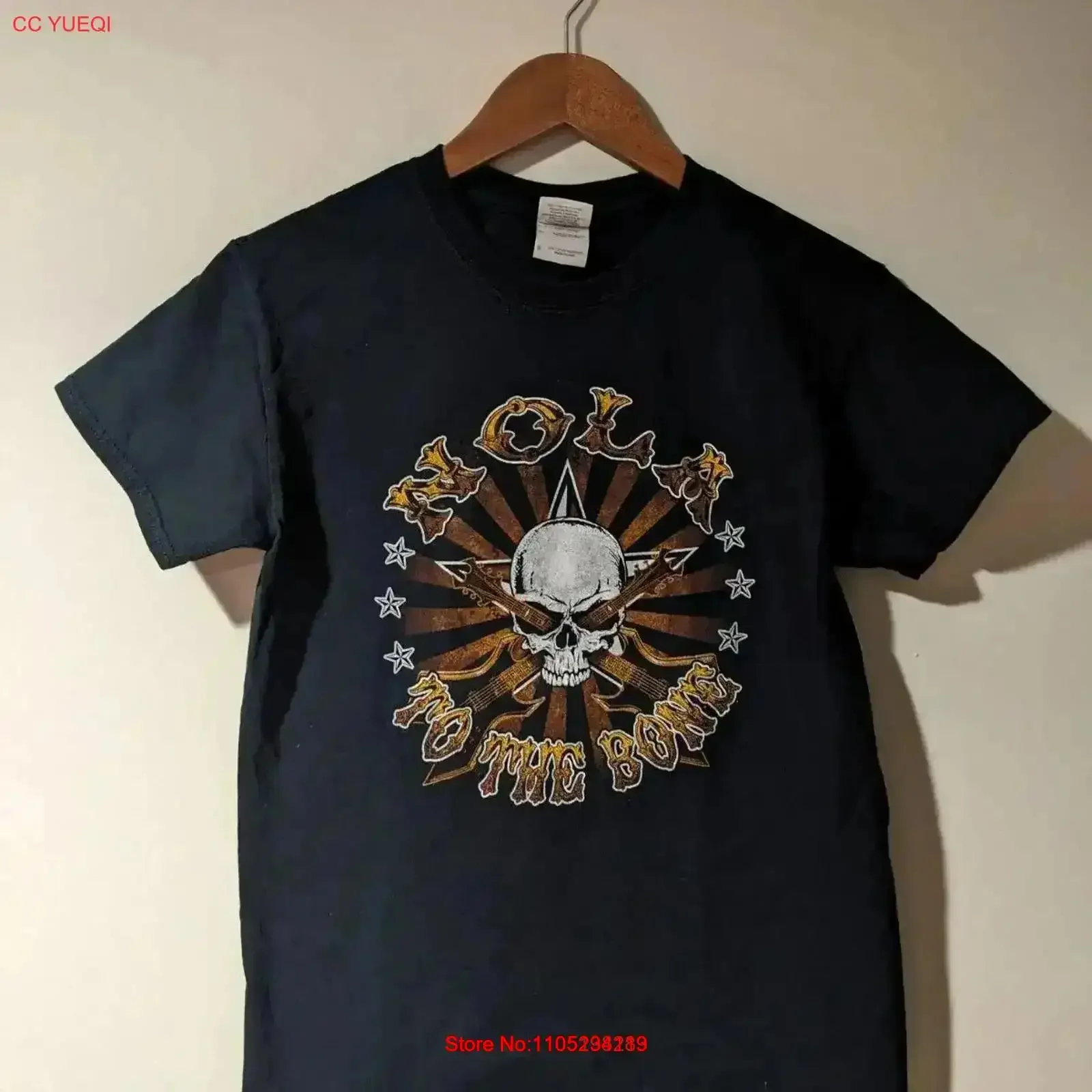 Vintage New Orleans to the Bone Guitar Skull Music Black Small T Shirt Washed Casual Stylish homme Breathable Slightly vintage