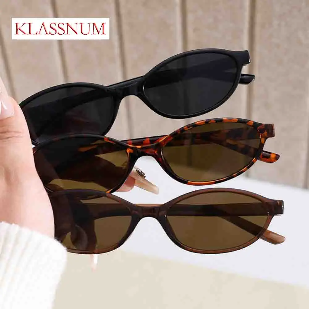 

KLASSNUM Small Oval Sunglasses Women Vintage Brand Designer Y2K Sun Glasses 90s Fashion Cats Eye Shades Female Eyewear UV400
