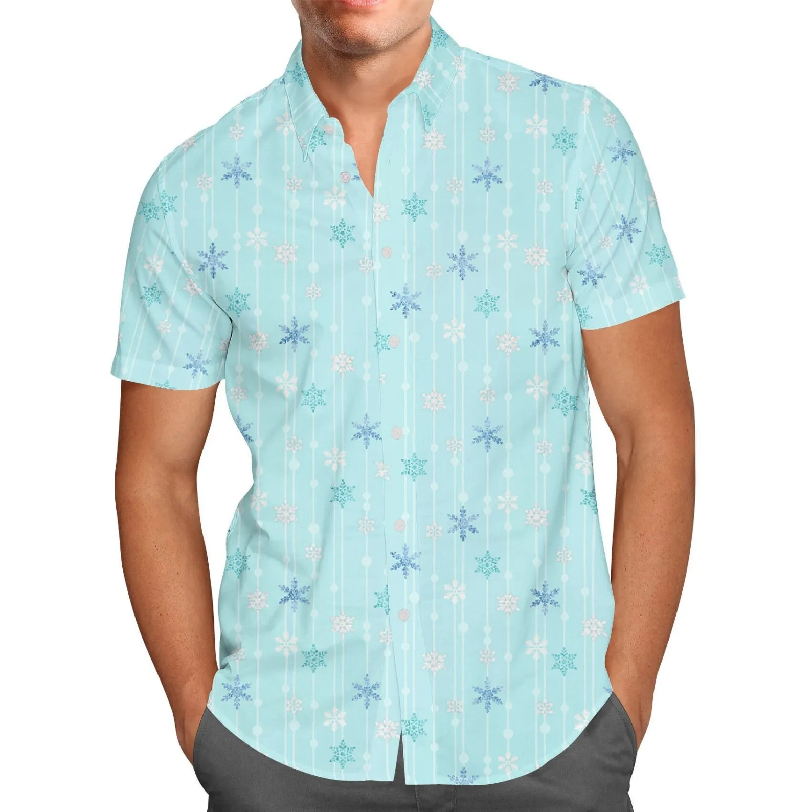 Disney-Chemise hawaïenne OlPG pour homme, chemise boutonnée, manches courtes, mode vintage, Frozen