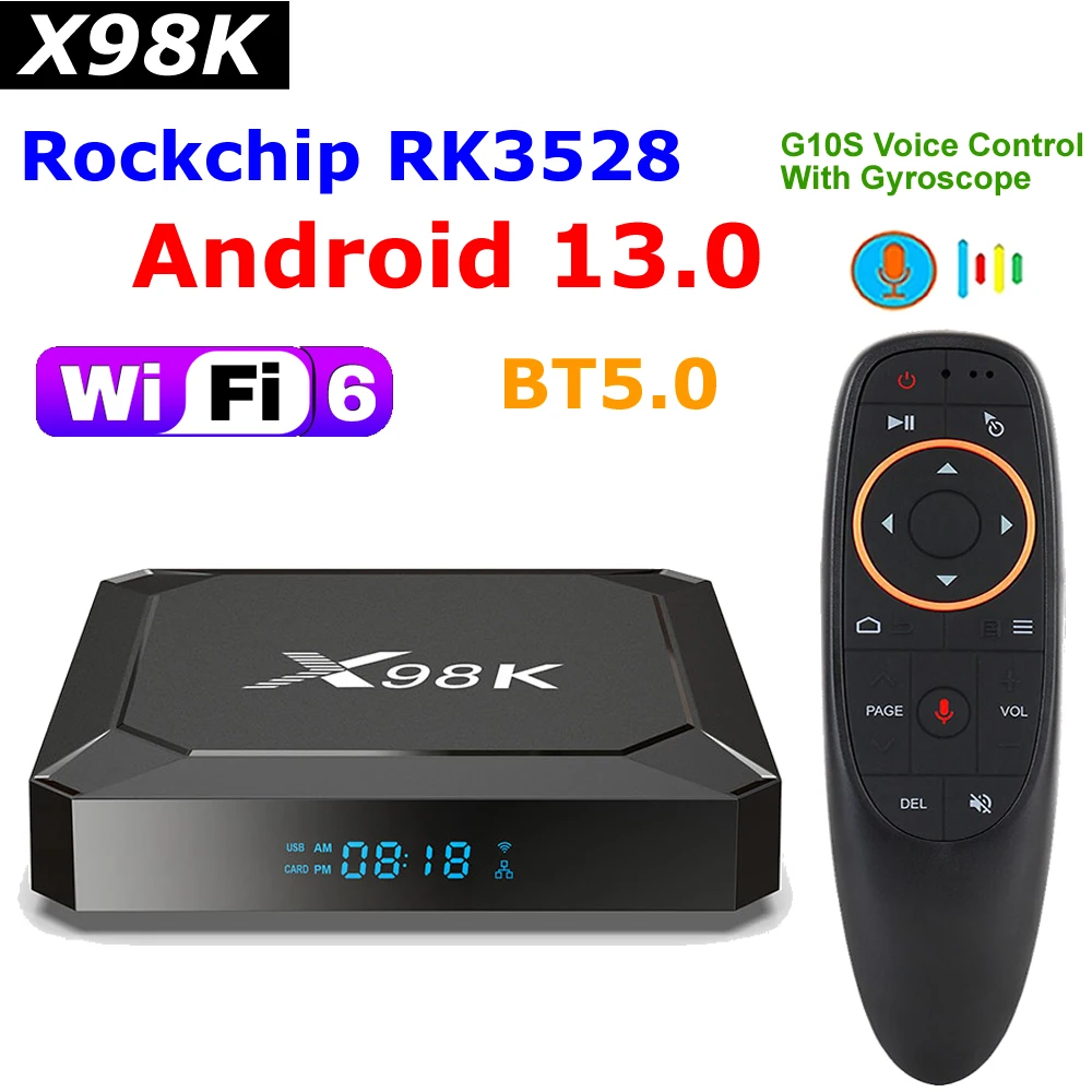 

X98K Android 13 Smart TV Box Rockchip RK3528 4 ГБ 32 ГБ WIFI6 BT 5.0 8K Видеодекод Медиаплеер 4K HDR 2 ГБ 16 ГБ Телеприставка