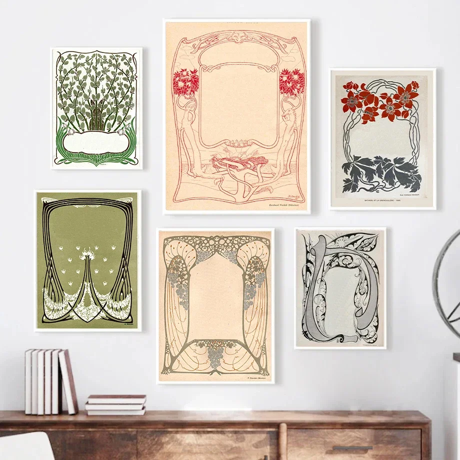 Vintage Art Nouveau Minimalist Wall Art Print Painting Abstract Canvas Poster Prints Home Bedroom Living Room Decoration Gift
