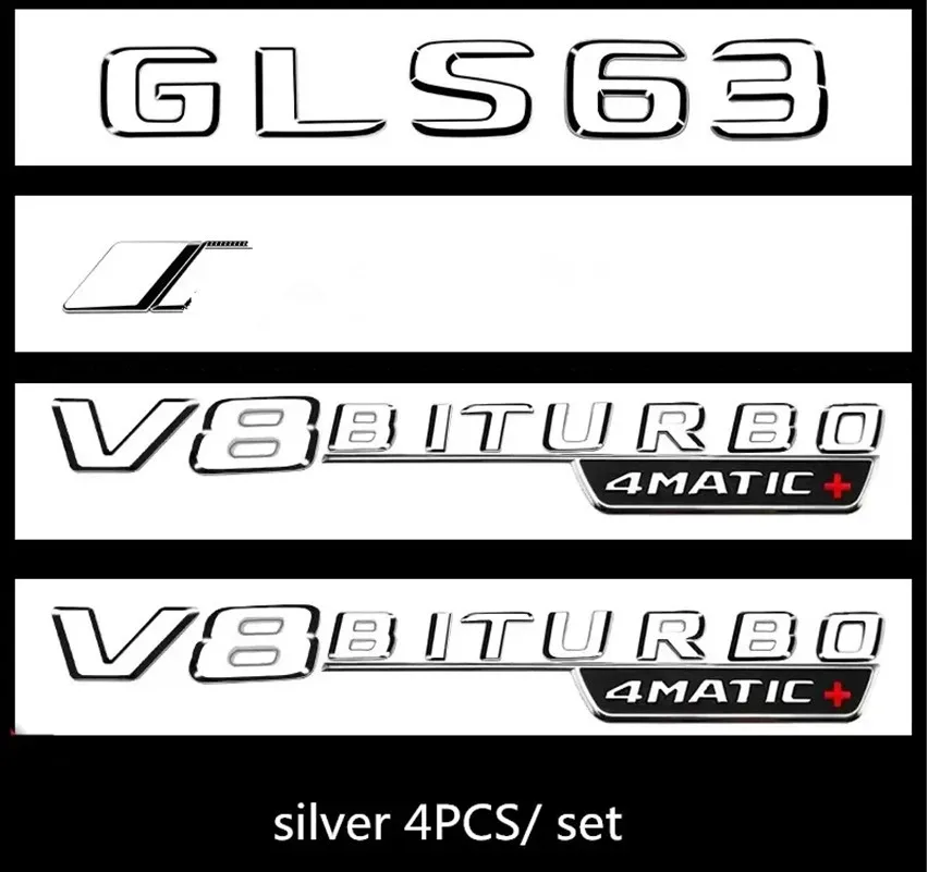 ABS Fender Side Sticker V8 BITURBO 4MATIC Rear Trunk Badge Star Emblem AMG Sticker For Mercedes Benz GLS63 W166 V167 Accessories