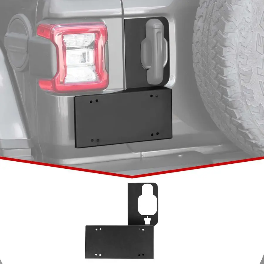 

Tailgate Handle License Plate Holder Rear License Mounting Bracket Fit for Jeep Wrangler 20182024 JL JLU, Black
