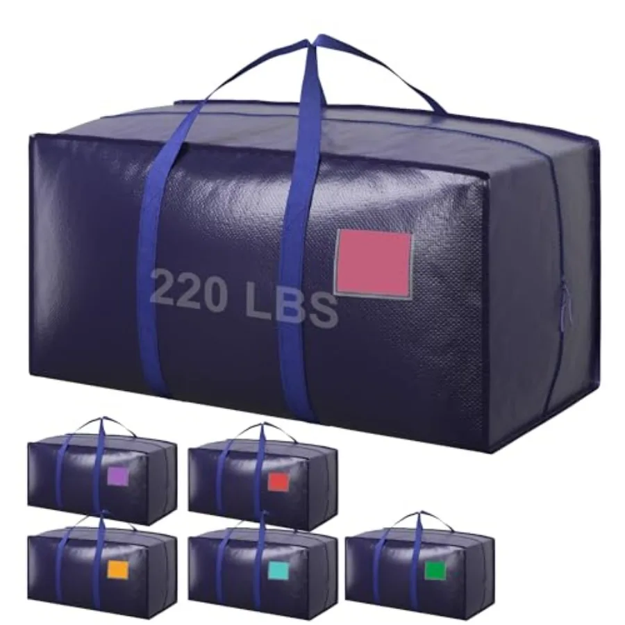 

6 Pack Extra Large Heavy Duty Moving Bags with Reinforced Zipper Wide Handles Moisture-Resistant Storage Bins Packing Cubes for