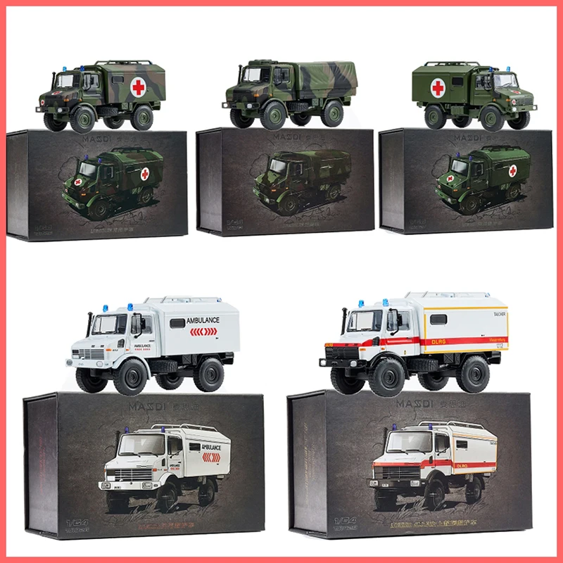 

MASSDI 1:64 Scale U1300L U300L DLRG Ambulance + Truck With Free Roof Alloy Simulation Car Model Boy Gift Toys