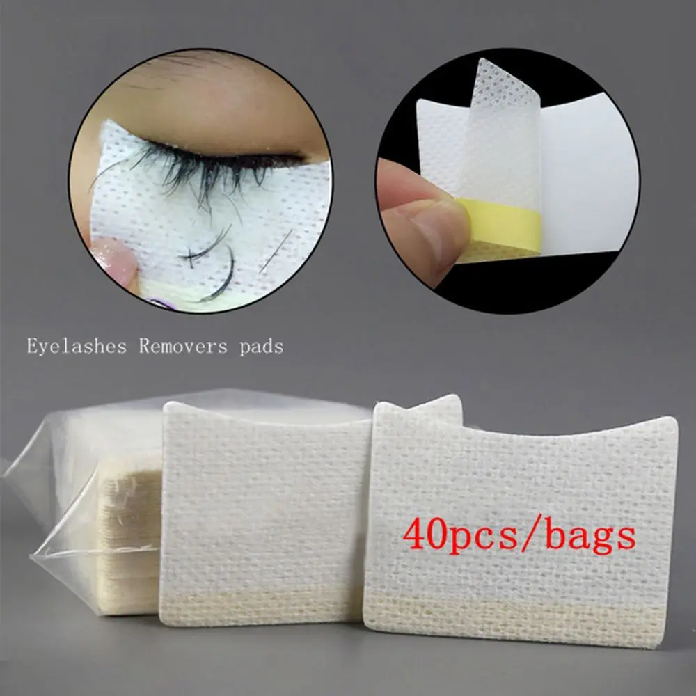 40pcs Beauty Disposable White Eye Makeup Tools Cotton Pads  Eyelashes Extension Removing Under Eye Pads False Eyelashes