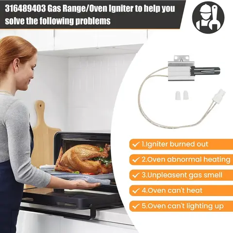 316489403 Gas Oven Igniter Compatible With Part of Crosley Electrolux Fit For Frigidaire Kenmore Tappan White Westinghouse Gas Oven/Stove Replaces Model 501RB Ignitor Gas Oven Igniter A04454501