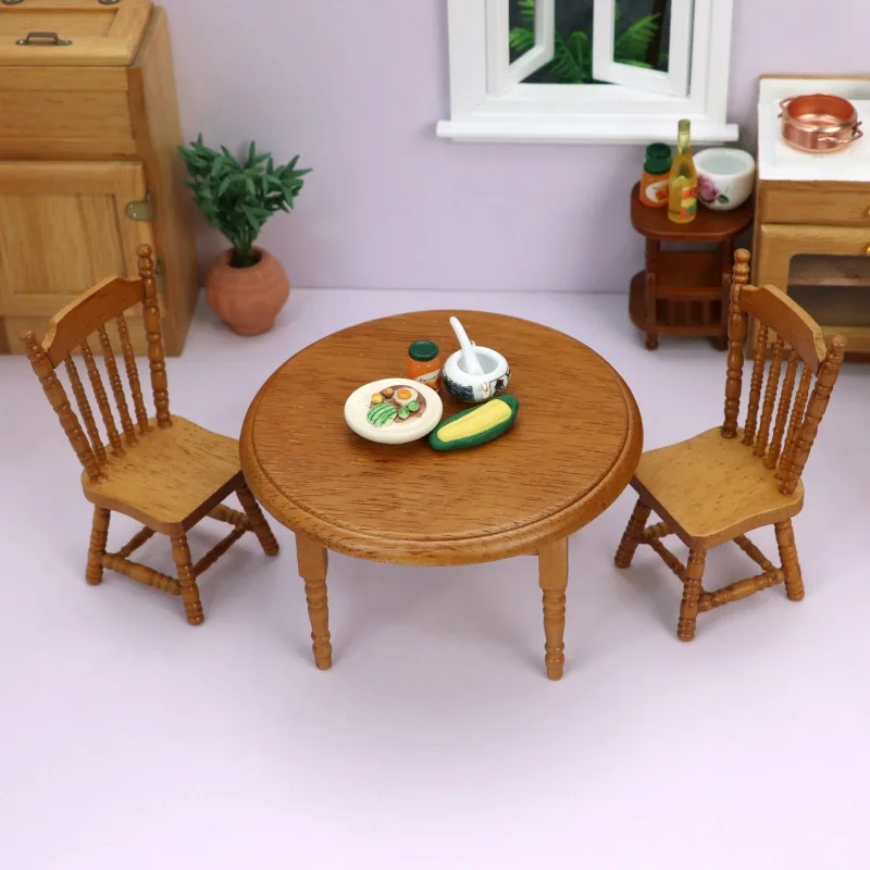 

1:12 миниатюрный кукольный домик, мебель, аксессуары, кухонные декоративные предметы OB11, коричневый стол и стул, модель кукольного дома, орнамент, игрушки