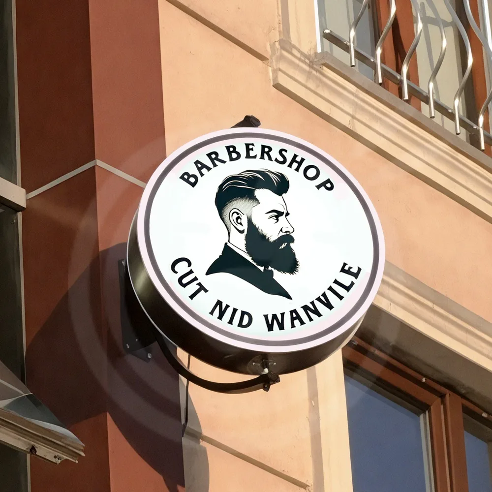 Custom 360 Rotating Light Box Acrylic LED for Storefronts Double Sided Round Box Outdoor Waterproof Hanging Sign