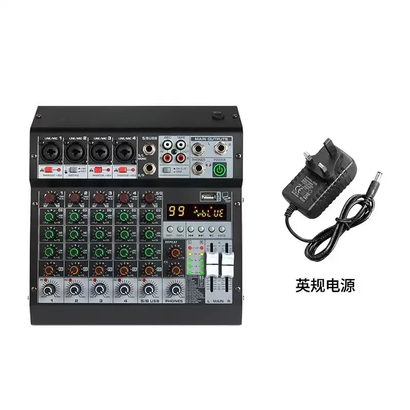 Professional 10 Channel Audio Mixer With 99 Effects Stage Reverberator For Outdoor Performance