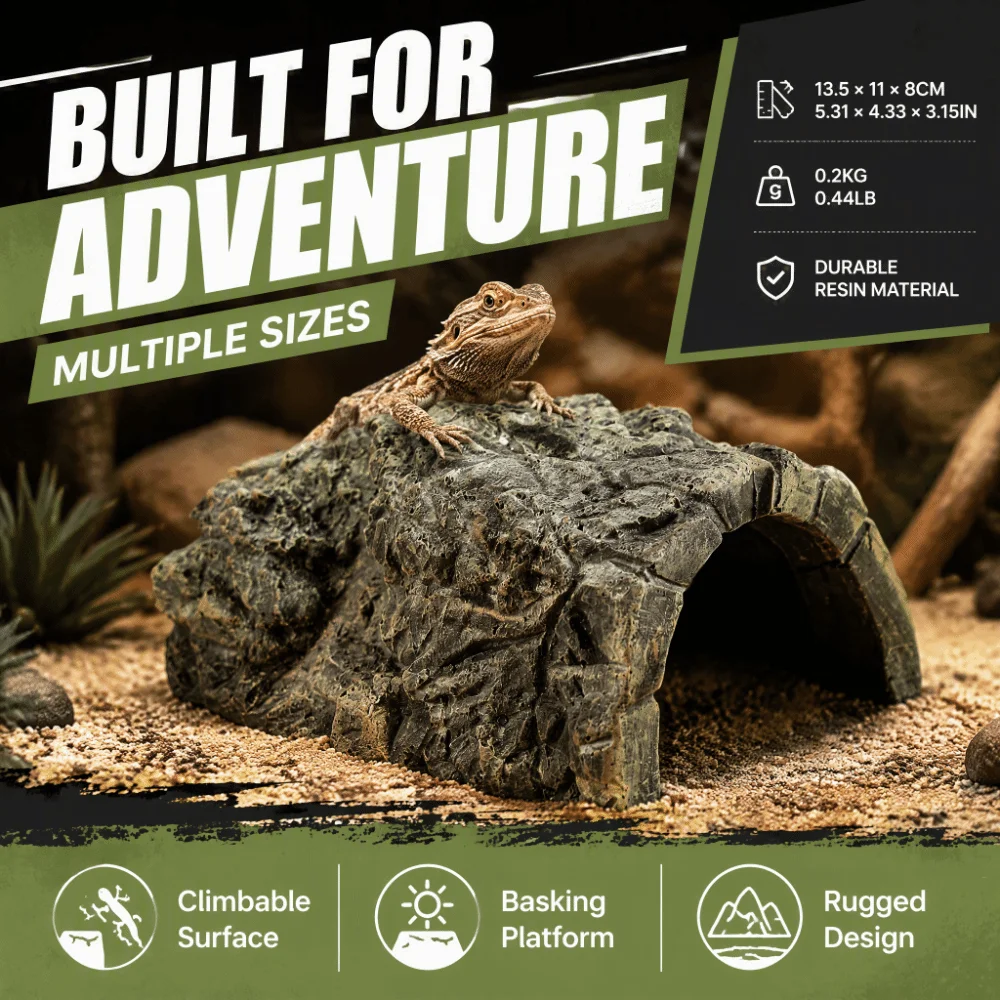 Resin Fish Hiding Cave Gentle Slope Wide Flat Top Reptile Hiding Habitat Crawling Terrace Non-Discoloring Turtle Basking Cave