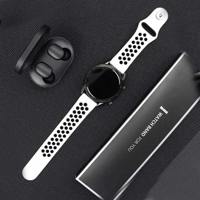 Ремешок силиконовый для Samsung Galaxy watch 7-FE-6-5-pro-4-Classic/active 2, спортивный браслет с отверстиями для Huawei GT 4-3-2, 22 мм 20 мм