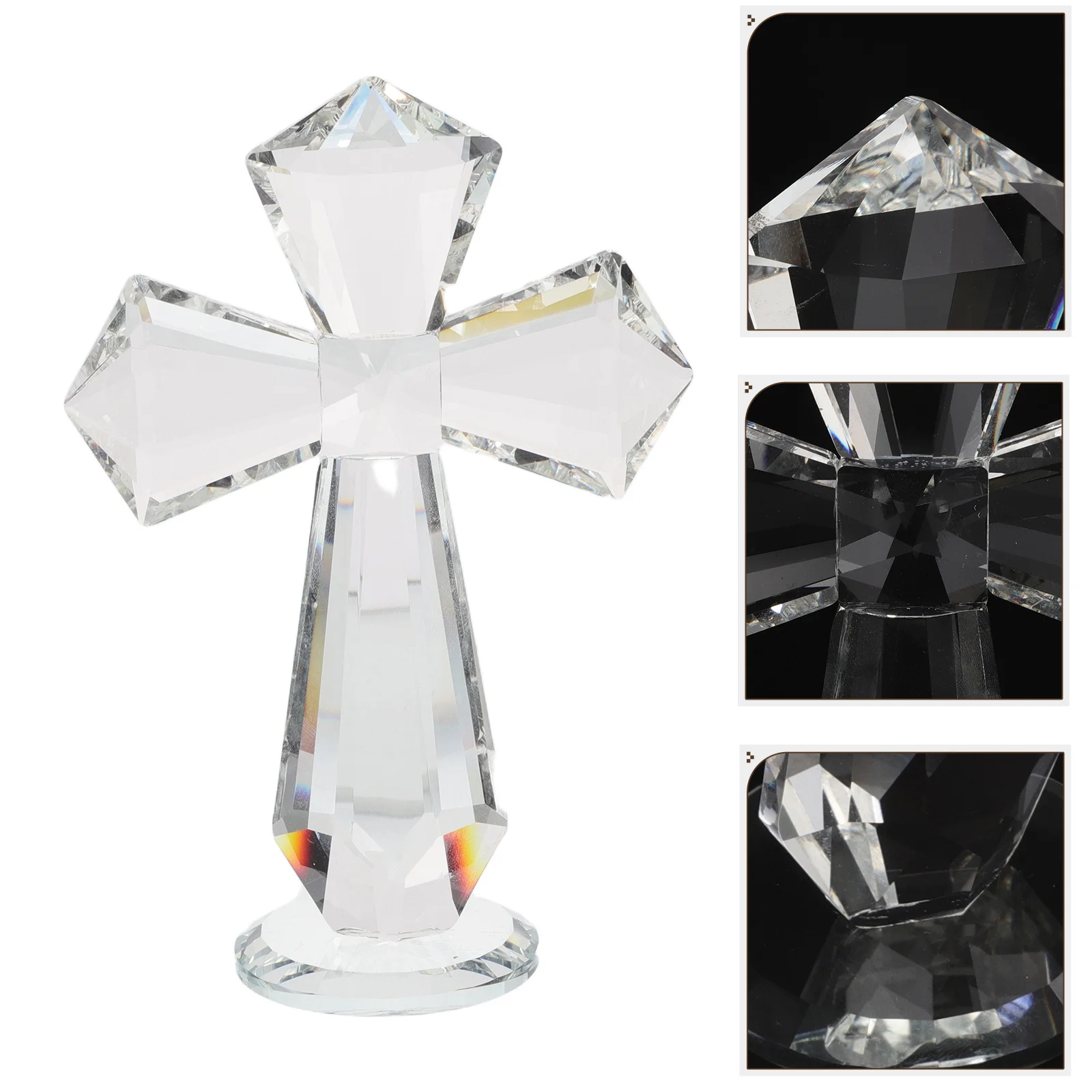 

Sparkling Crystal Cross Statue Religious Home Decor for Easter Communion Tabletop Ornament Memorial Blessing