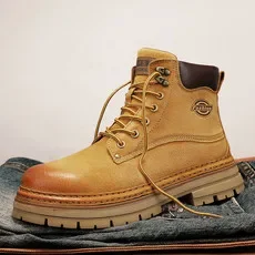 

Новые осенние и зимние парные сапоги, кожаные ревесовые сапоги на толстой подошве, уличные высокие сапоги, модные ботинки