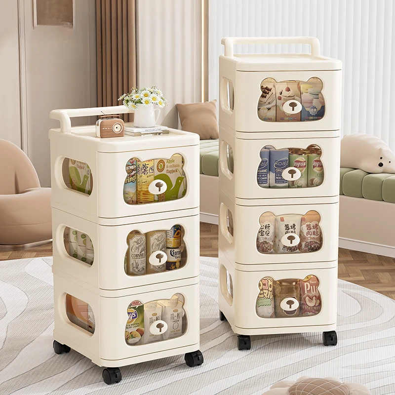 Multi-Layer Trolley Plastic Storage Rack Multi-functional Trolley Living Room Drawer Cabinet Snacks Sundries Organizer