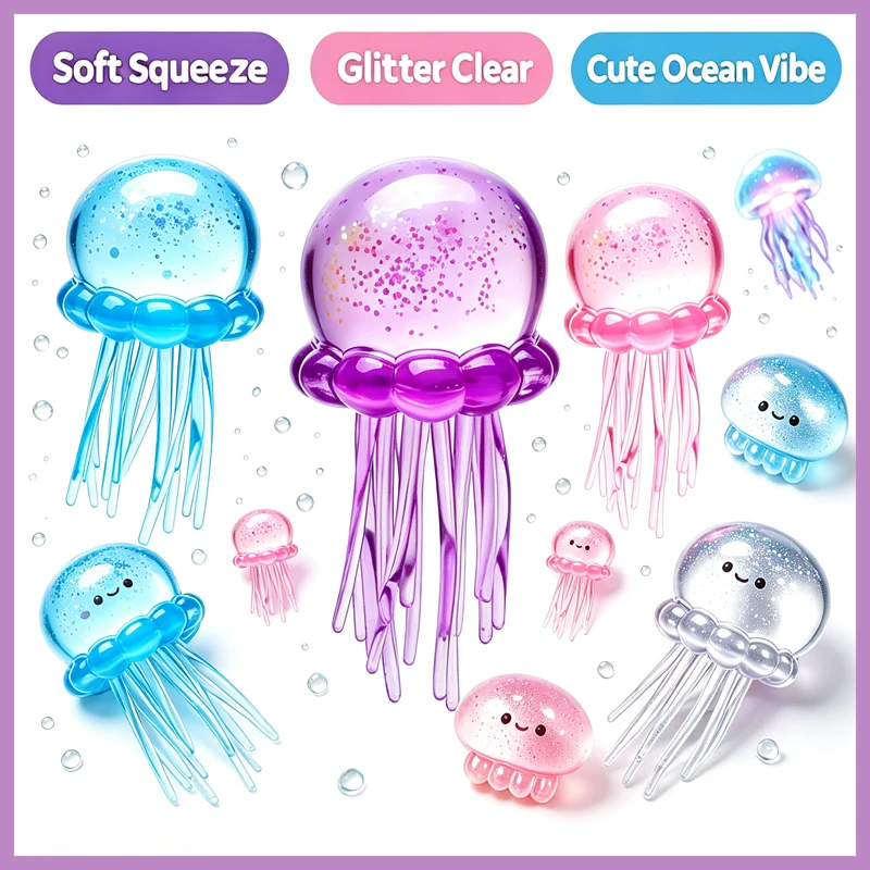 New Simulated Jellyfish Octopus Fish Stress Relief Toys Anti-Anxiety Squeeze Super Soft Touch Cute Pinch Stress Relief Tools