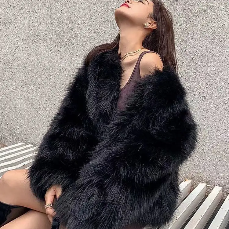 

Women Faux Fur Fox Coats Jackets Short Coat Thick Warm Y2k Streetwear Jacket Elegant Work Outerwear Solid Autumn Winter 2025