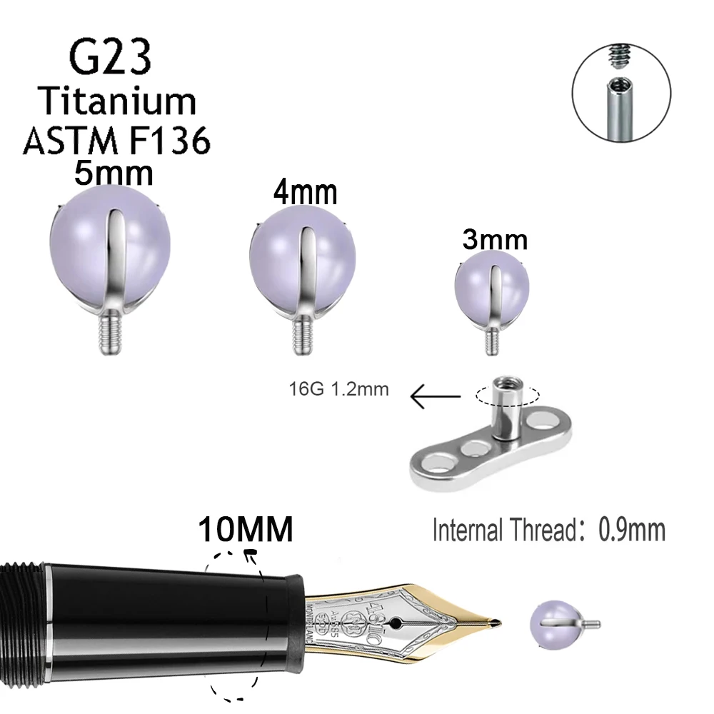 G23 Titanium Body Piercing Three-Jaw Set Crystal Ball 3/4/5mm Dermal Anchor Top with CZ Stone Base Diver Implants Body Jewelry