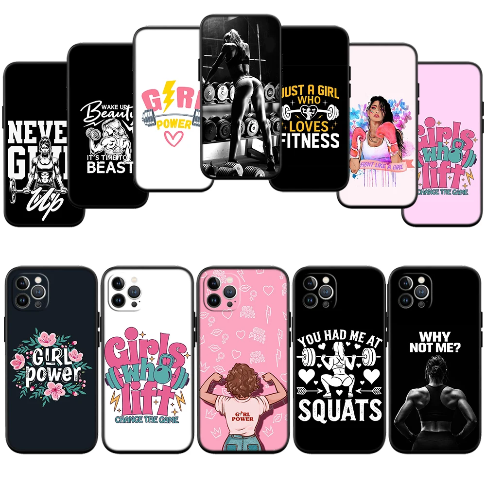 HU18 Fitness Girl Power Phone Case for Samsung Galaxy M06 M15 M16 M35 M55 M56 A36 A42 A50 A50S A51 A52 A32 A33