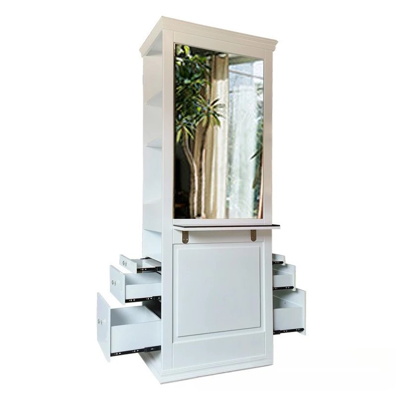 01-Barber shop mirror table hair salon perm and dye floor hair salon hair cut mirror storage drawer